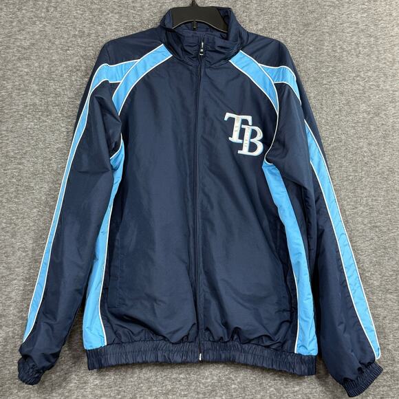 Tampa Bay Rays Jacket Windbreaker Full Zip Mens Medium Embroidered Logo MLB - Picture 1 of 7